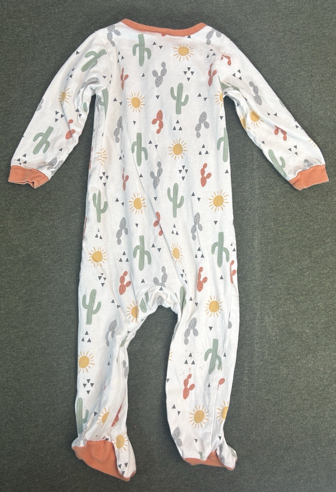 Gerber 6-9M Footed Zip Cotton One Piece Sleeper Pajamas White Desert Print