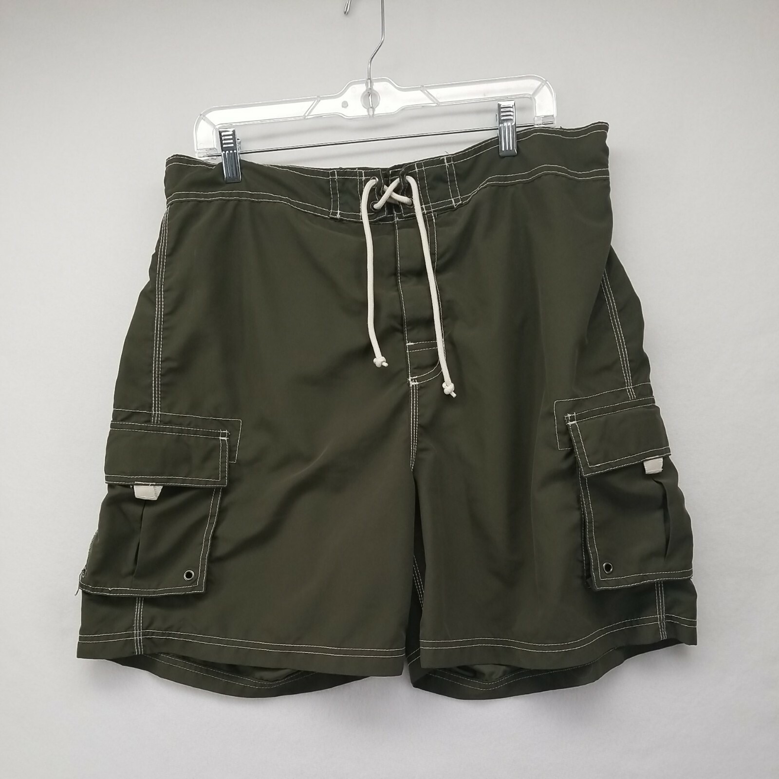 SAND N SUN MENS SWIM TRUNKS GREEN LARGE L BOARD SHORTS HOOK& LOOP WAIST