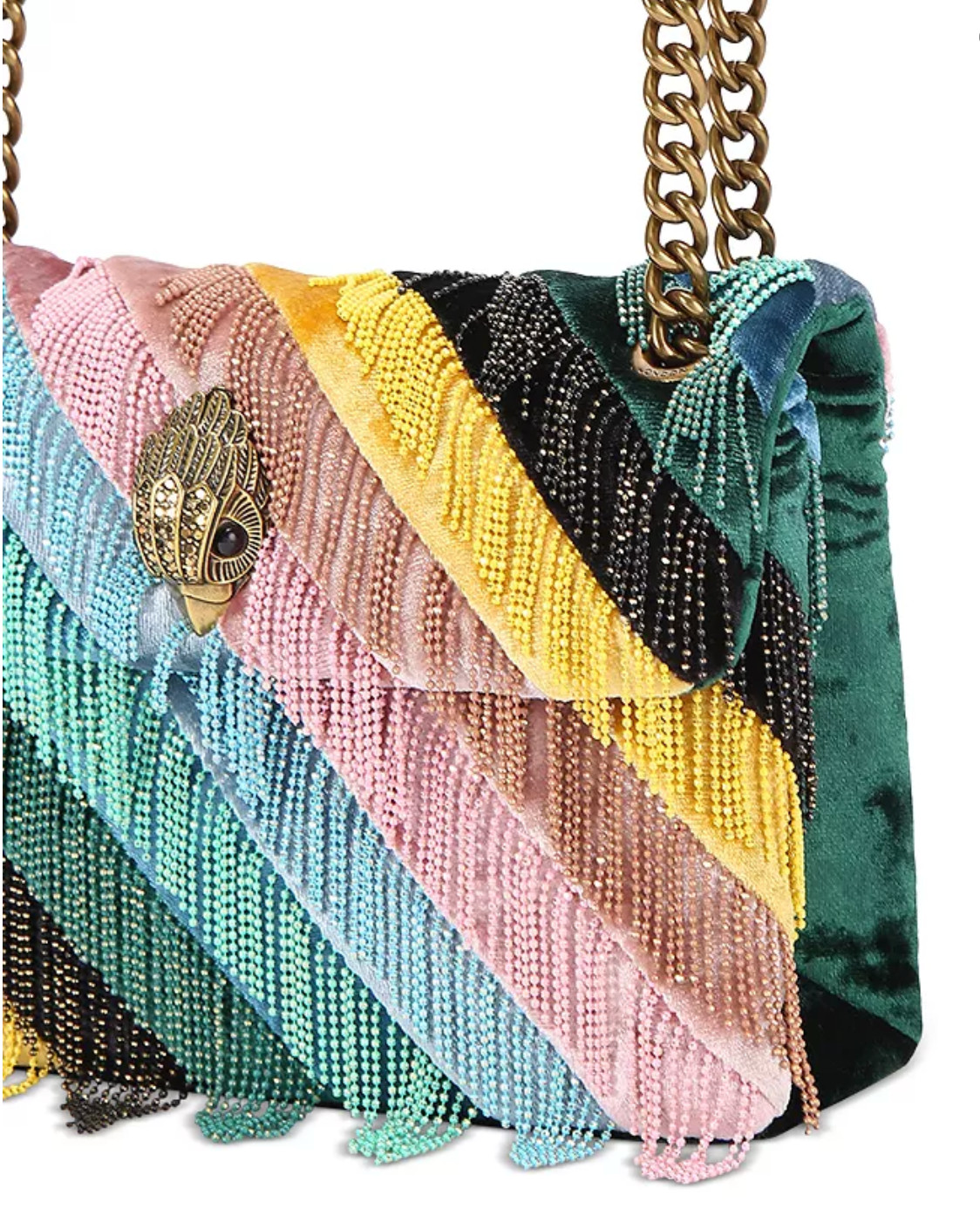 NWT $238 KURT GEIGER London Mini Kensington Fringe Evening Handbag