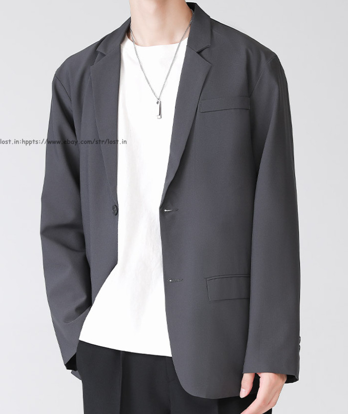 Men Slim Fit Casual Button Blazer Summer Thin Casual Suit Jacket Business Coats