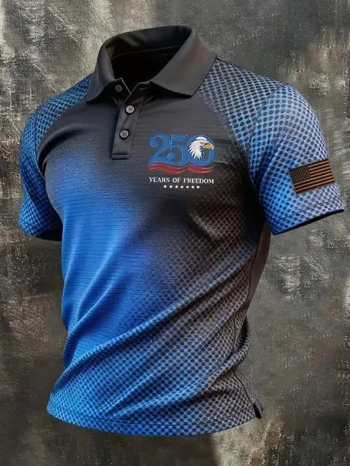 250th Anniversary Polo Shirt 1776-2026 American Flag Polo Men Patriotic Shirt #1