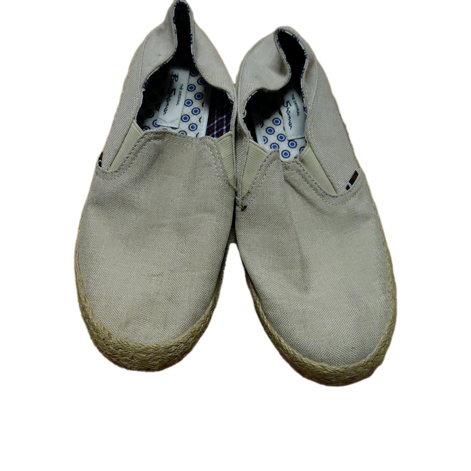 Ben Sherman Mens Tan Canvas Espadrille Slip On Shoes Size 9 Jute Wrap Sole