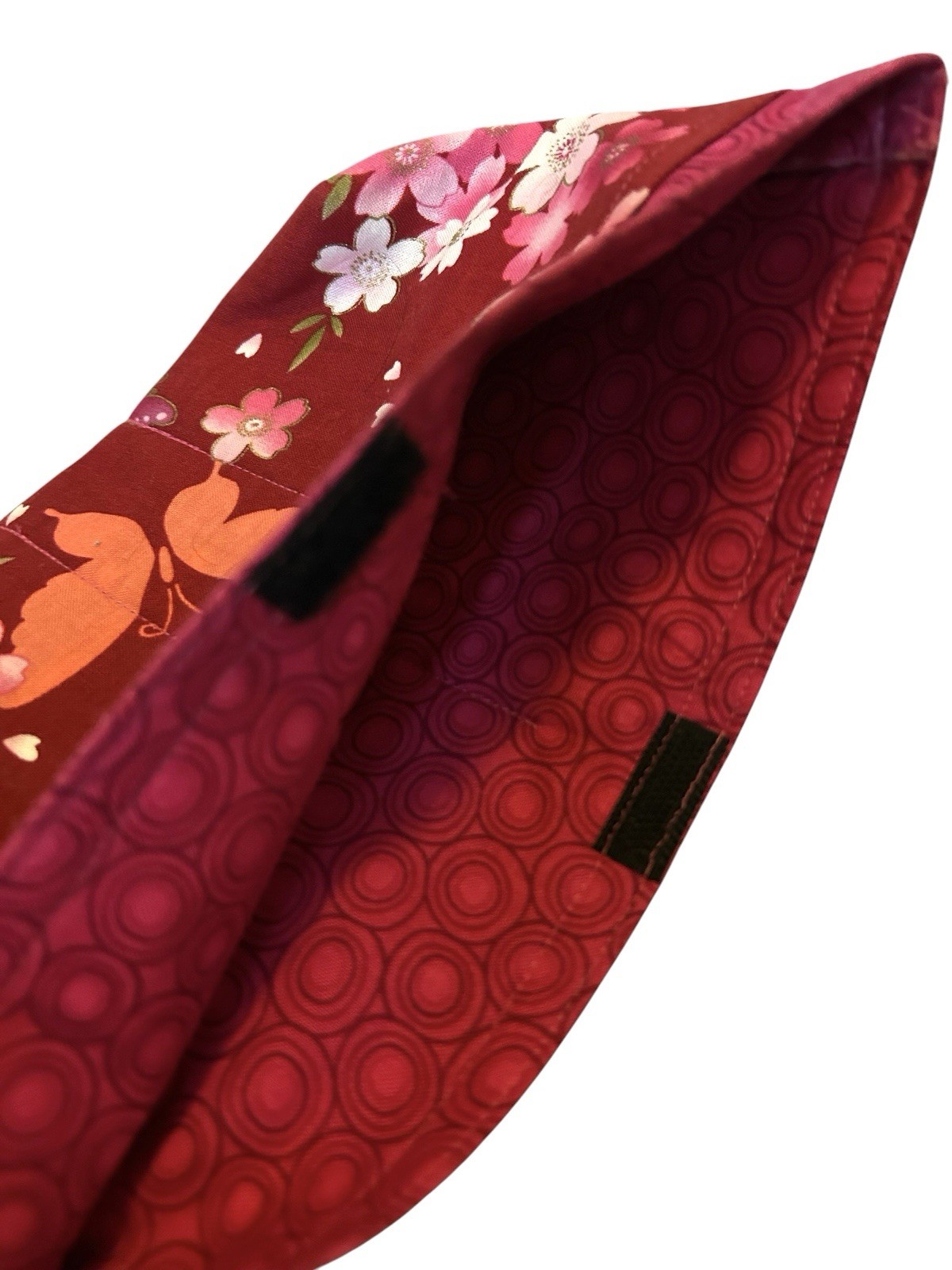 Mailelani’s Black Plum Blossom Tote Bag Zip Closure w/ Red Cherry Blossom Pouch