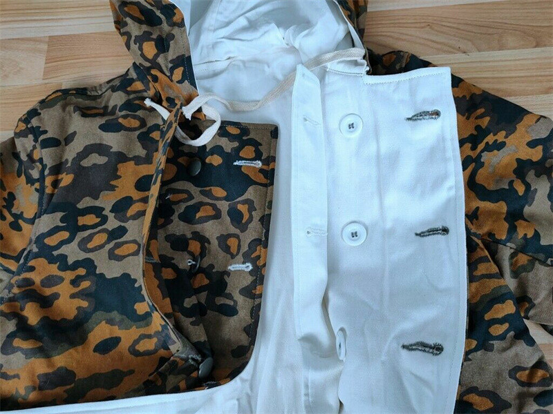 WWII German Autumn Oak Leaf Camo Parka, Double Sided Reversible Winter Military