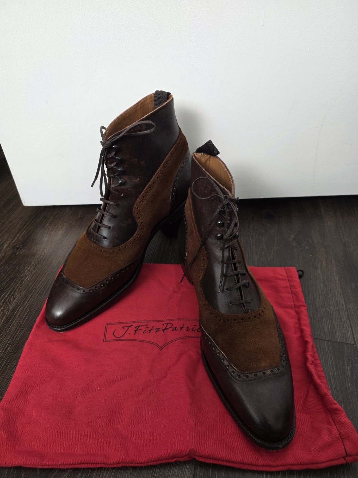 J.FitzPatrick Pinehurst Boots UK 10.5 E,US 11.5-12 Marble Patina Goodyear Welted