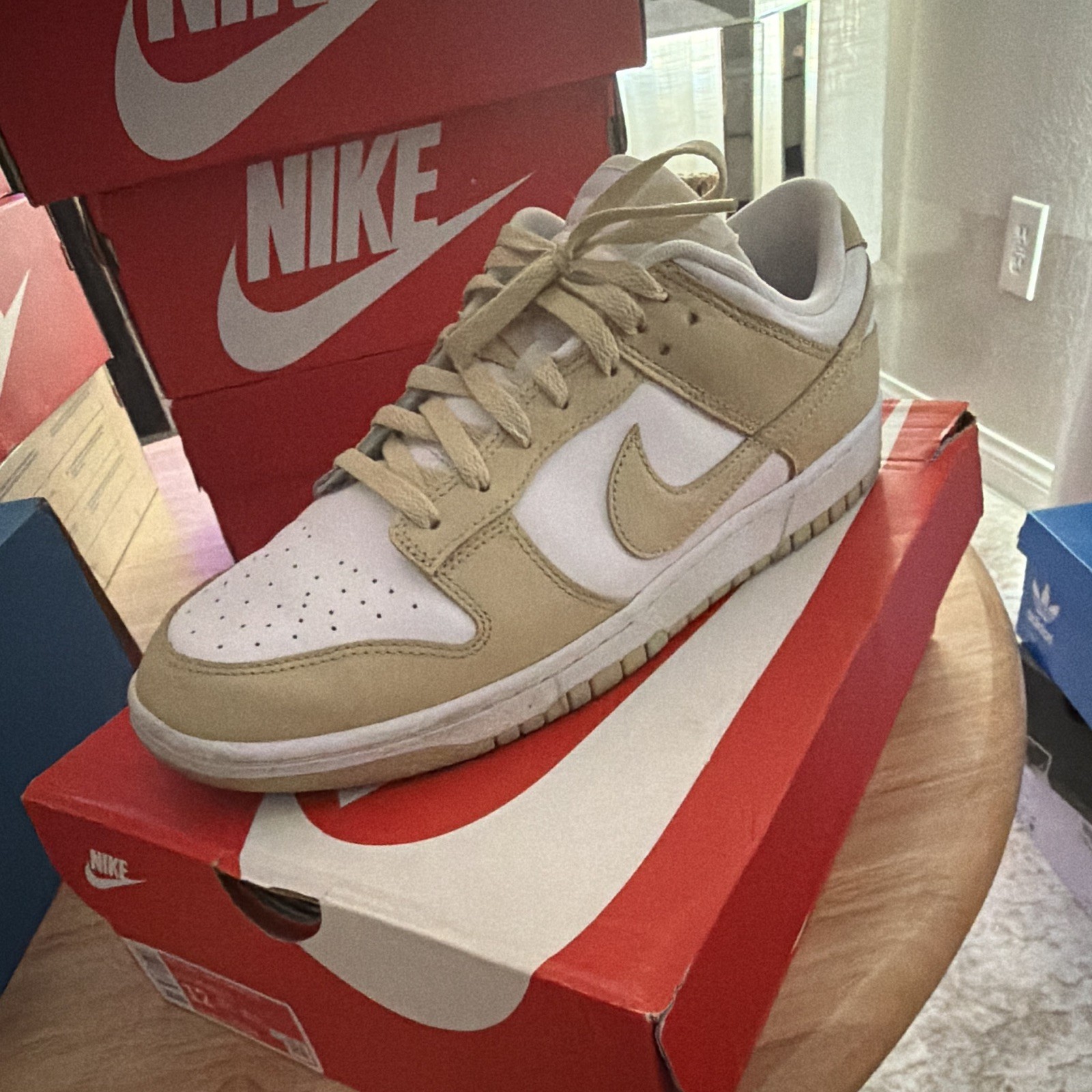 Nike Dunk Low Team Gold White/Beige Low Top Lace-Up Leather Sneaker DV0833-100