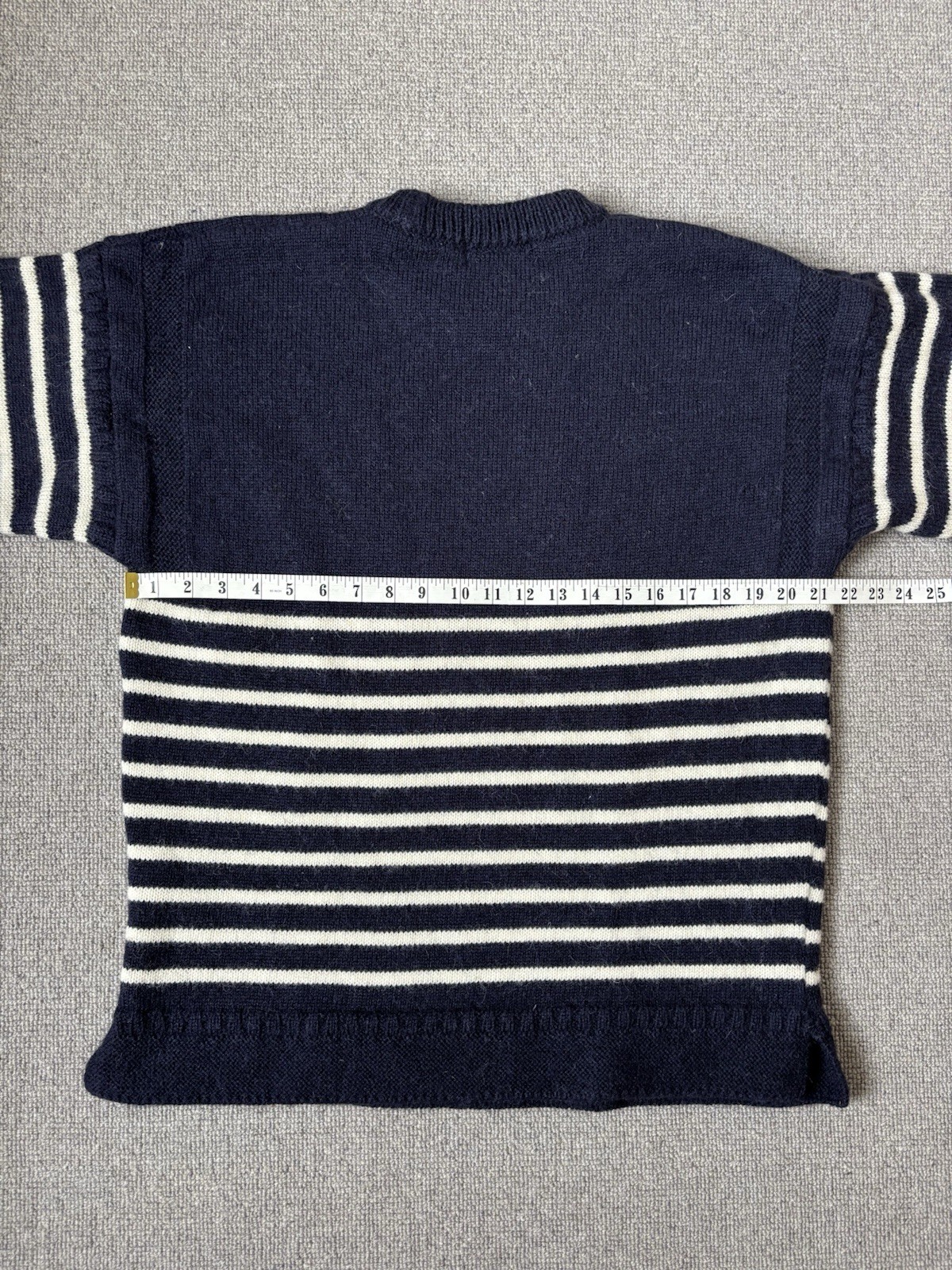 Traditional Guernsey British Wool Naturally Fisherman Jumper Striped Gansey XL
