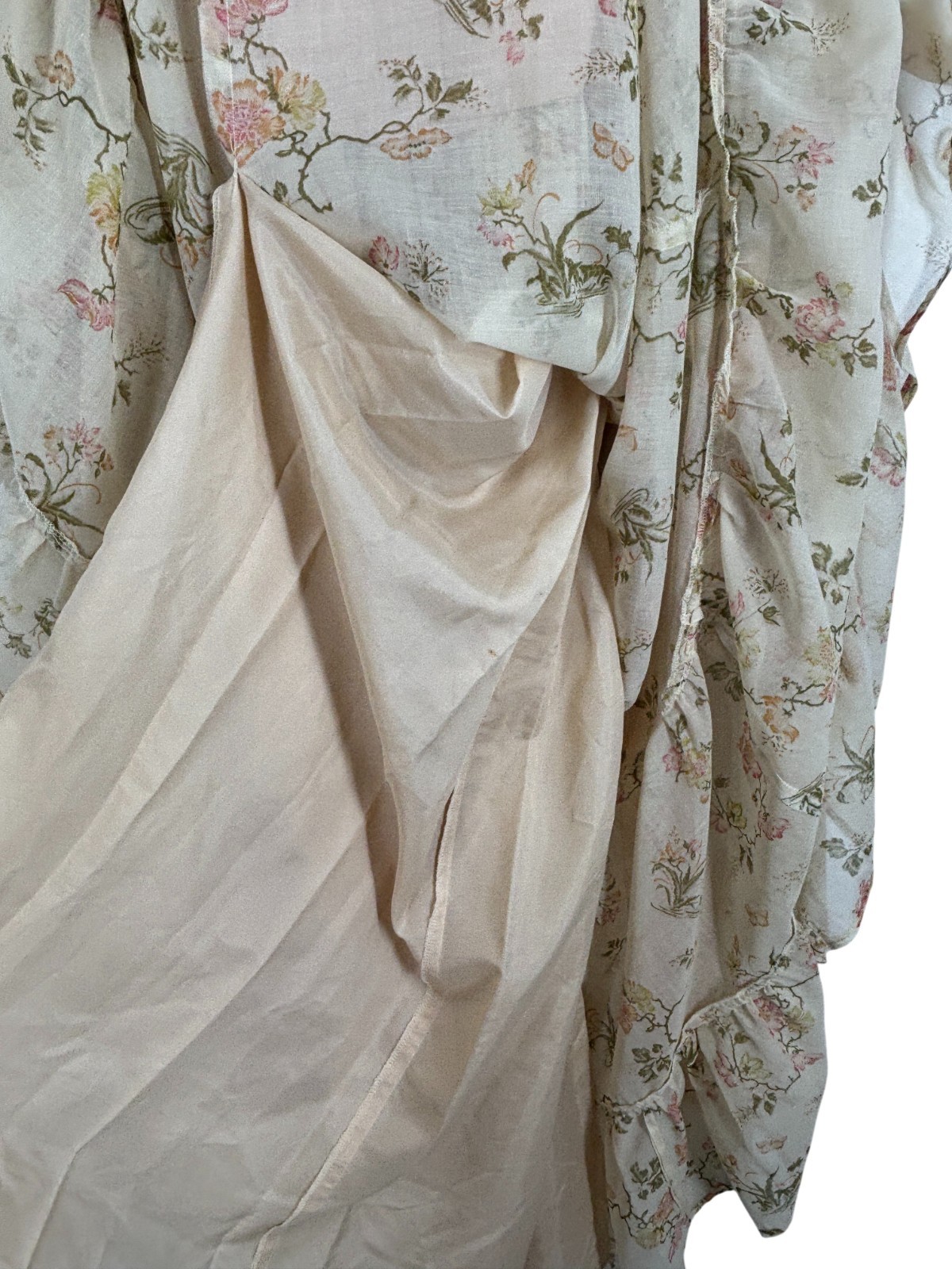 70s Rare Gunne Sax By Jessica Maxi Floral Butterfly Print Angel Kimono Sleeve
