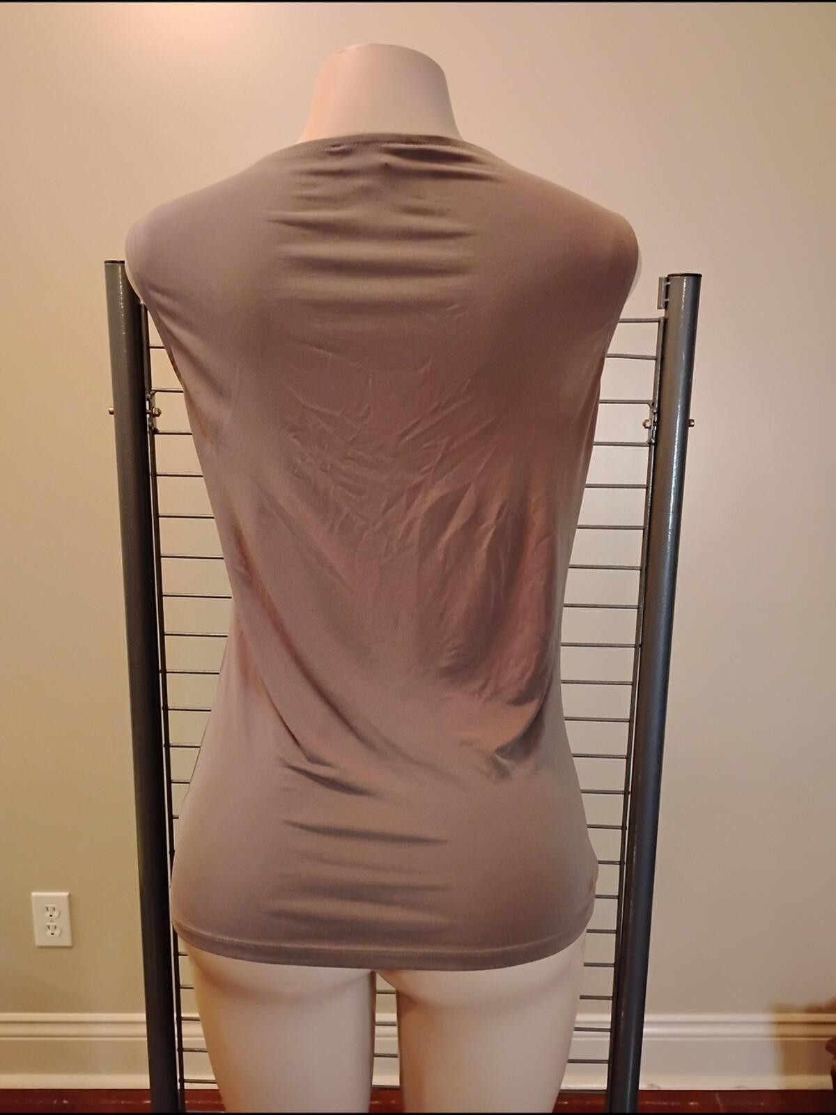Michael Kors Taupe Sleeveless Draped Shoulder Top