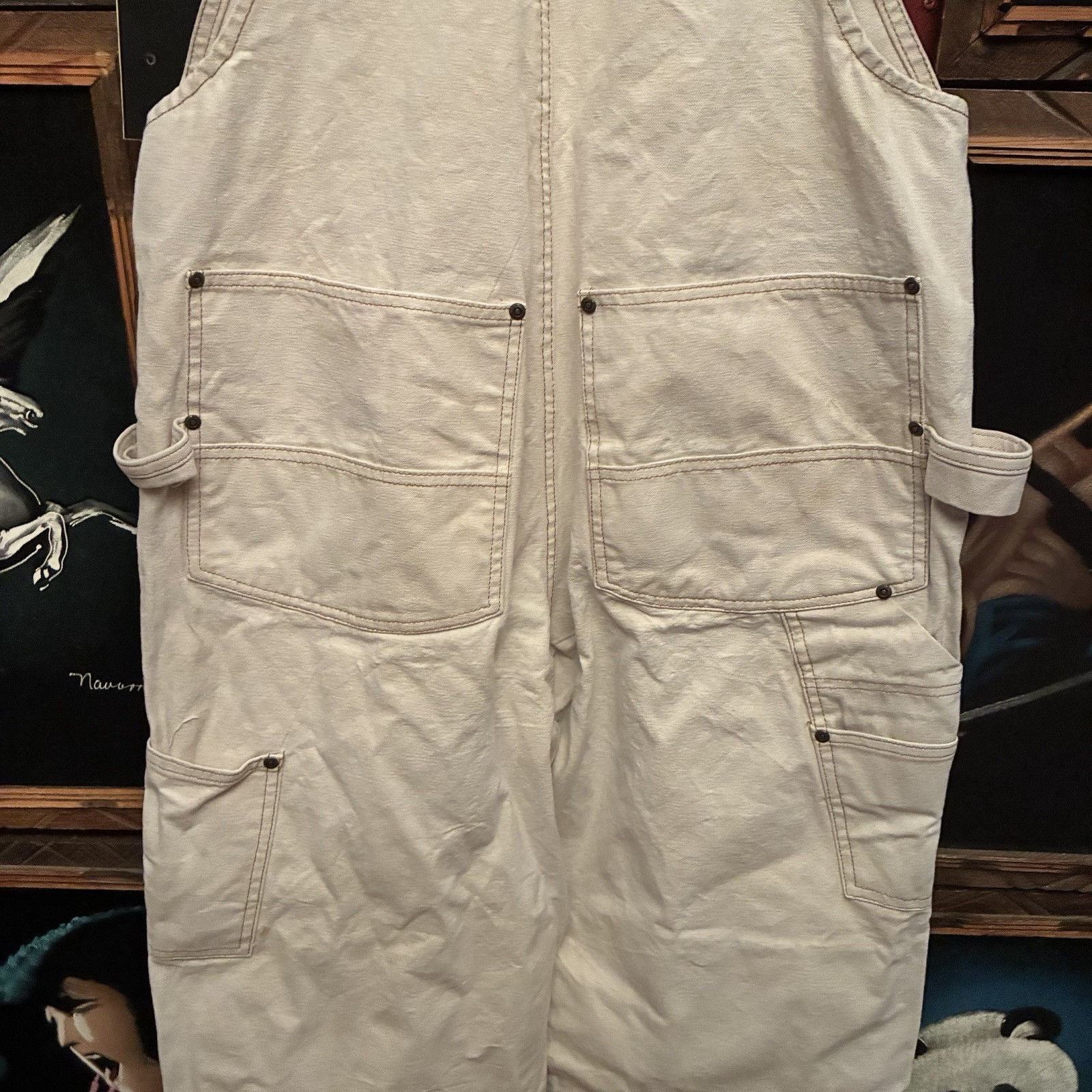 Vintage Ben Davis Distressed Double Knee Carpenter Work Wear Bib Overalls Sz 36