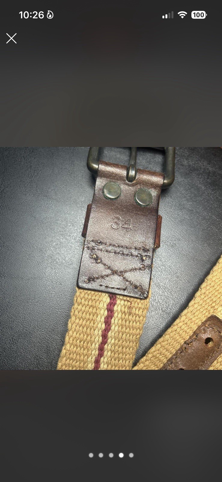 2-Piece Casual Belt Bundle Brown Leather HCO Belt Tan Woven Canvas Size 34