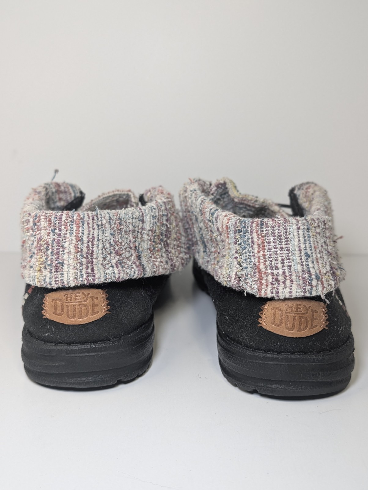 Hey Dude Wendy Fold Wool Black Multi Woven Collar Slip On Loafers Womens Size 10