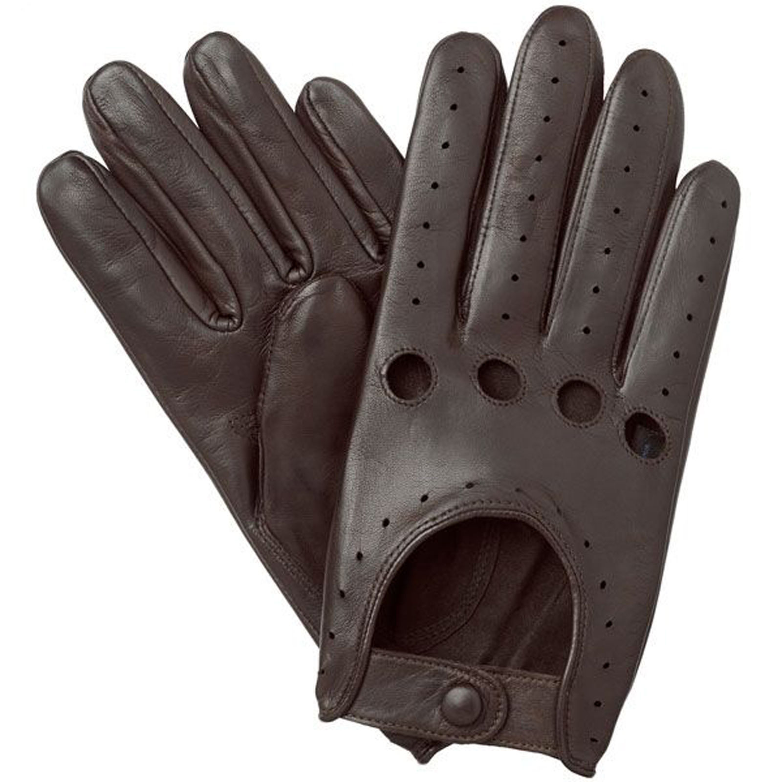MEN’S CHAUFFEUR REAL LAMBSKIN SHEEP NAPPA LEATHER CAR DRIVING GLOVES BLACK TAN