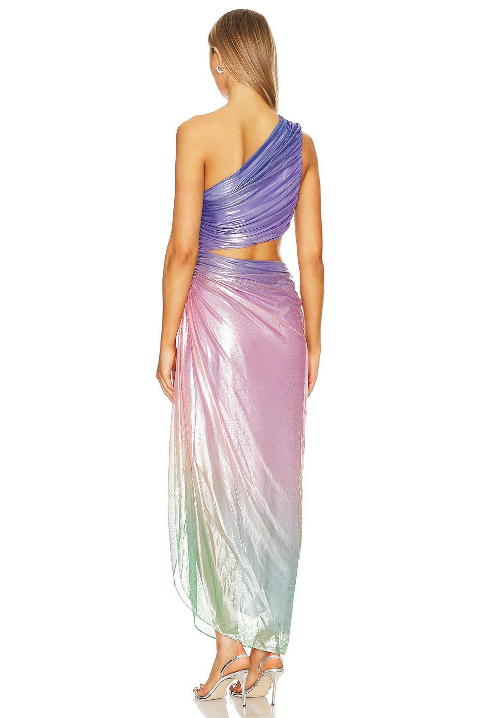 $285 BAOBAB “Aurora” ombre one shoulder cutout maxi dress – sz M