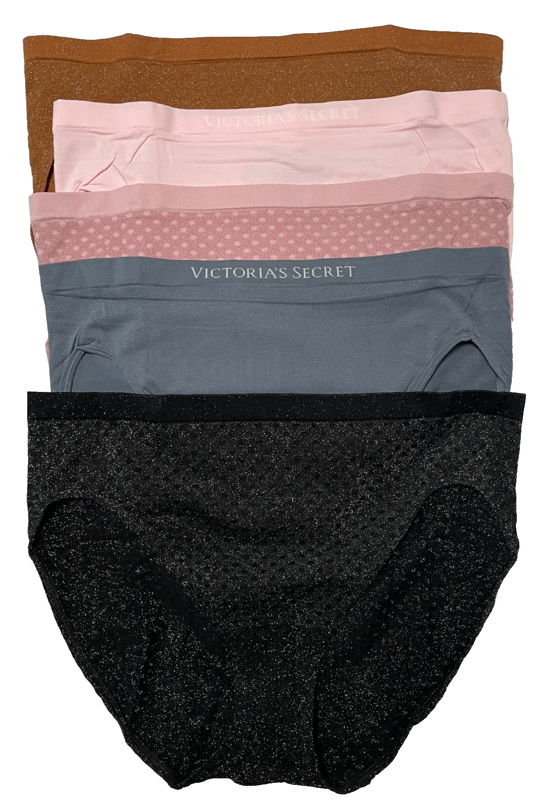 Victoria Secret Brief Panties Womens XL Seamless High Leg 5 Pairs Basic Shine
