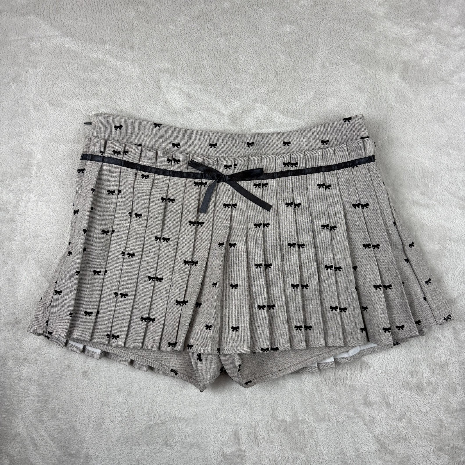 Hesperus Womens Pleated Bow Print Skort Gray Kawaii Skimmer CHP40596-1 Size M
