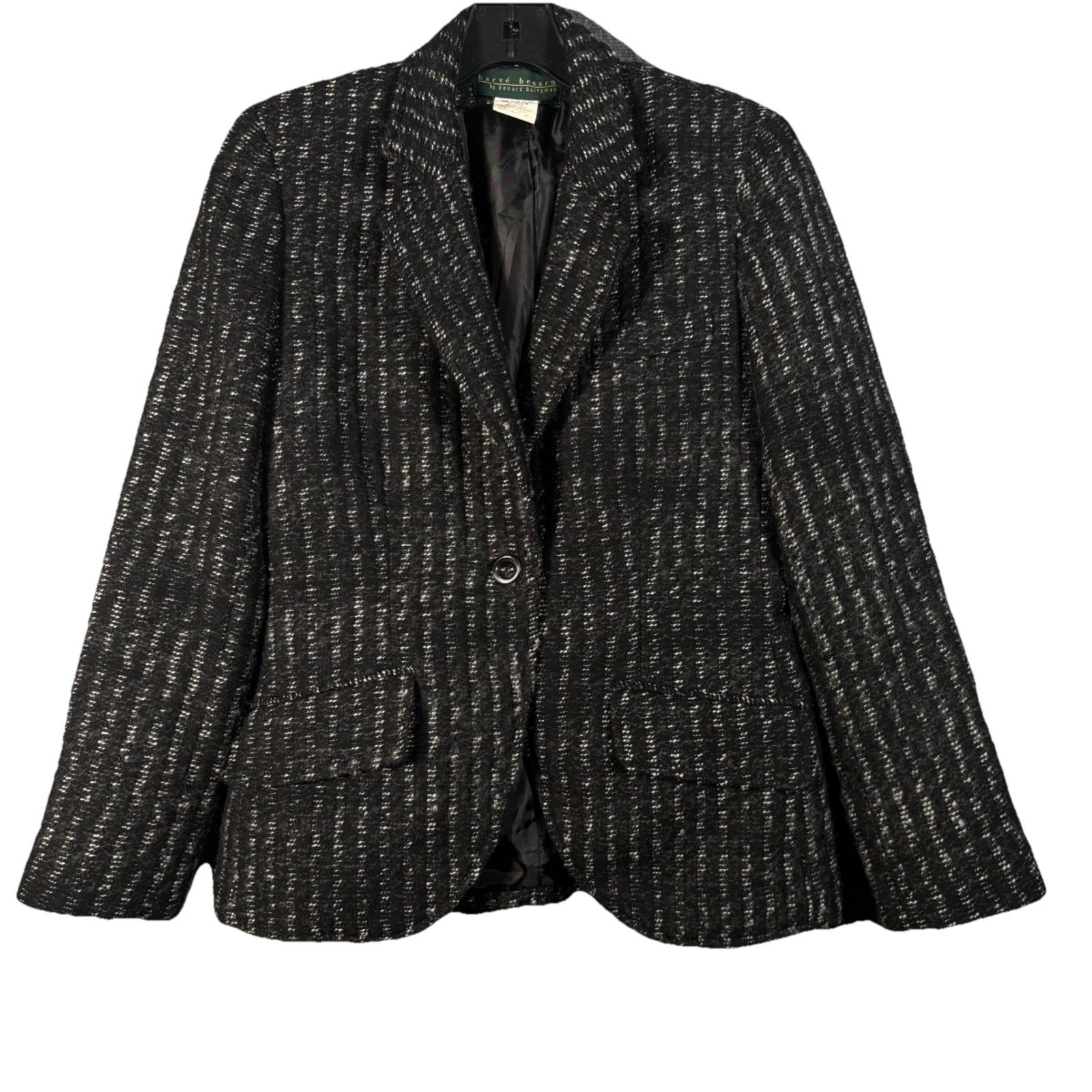 Harvé Benard by Benard Holtzman Women’s Black White Tweed Blazer Jacket Size 8