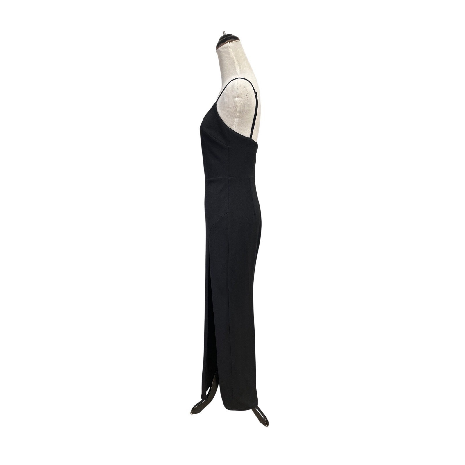 Katie May Black Square Neck High Slit Maxi Dress S Formal Wedding Guest Gown