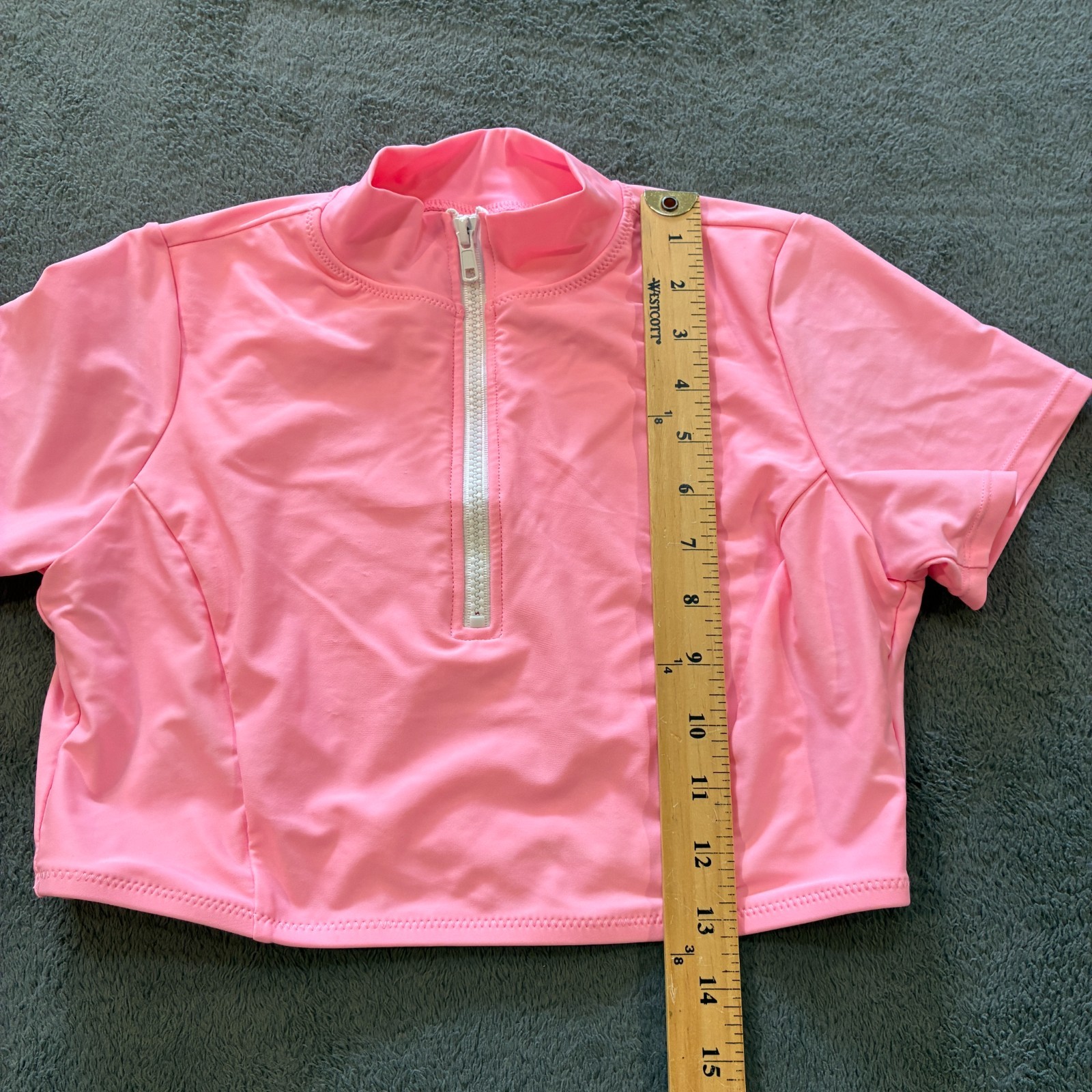 Fashion Nova Pink Cropped Quarter Zip Mock Neck Activewear Top Kids Size Medium