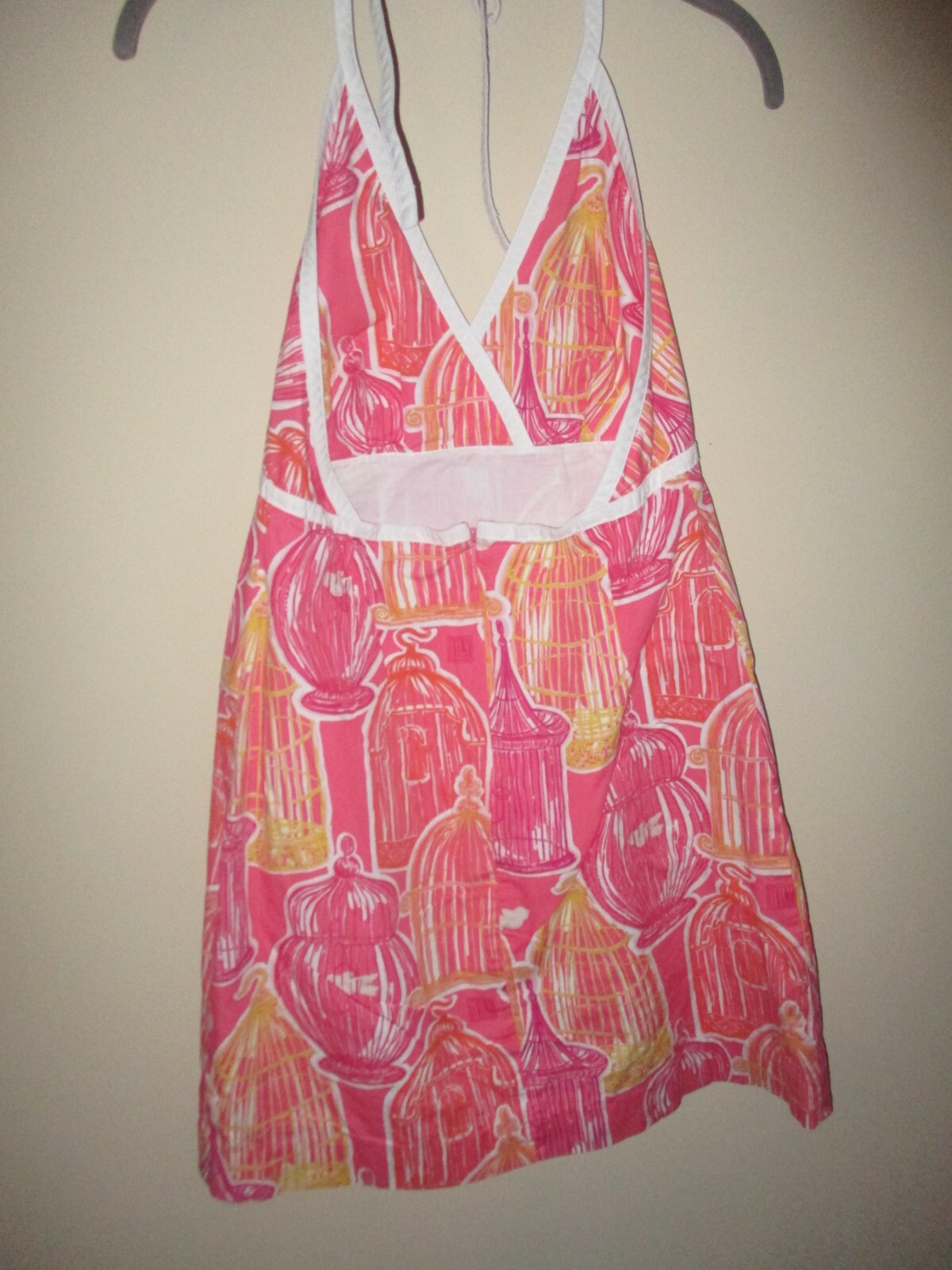Lilly Pulitzer Pink Out to Lunch Moonglow Birdcages Britt Halter Dress Size 4