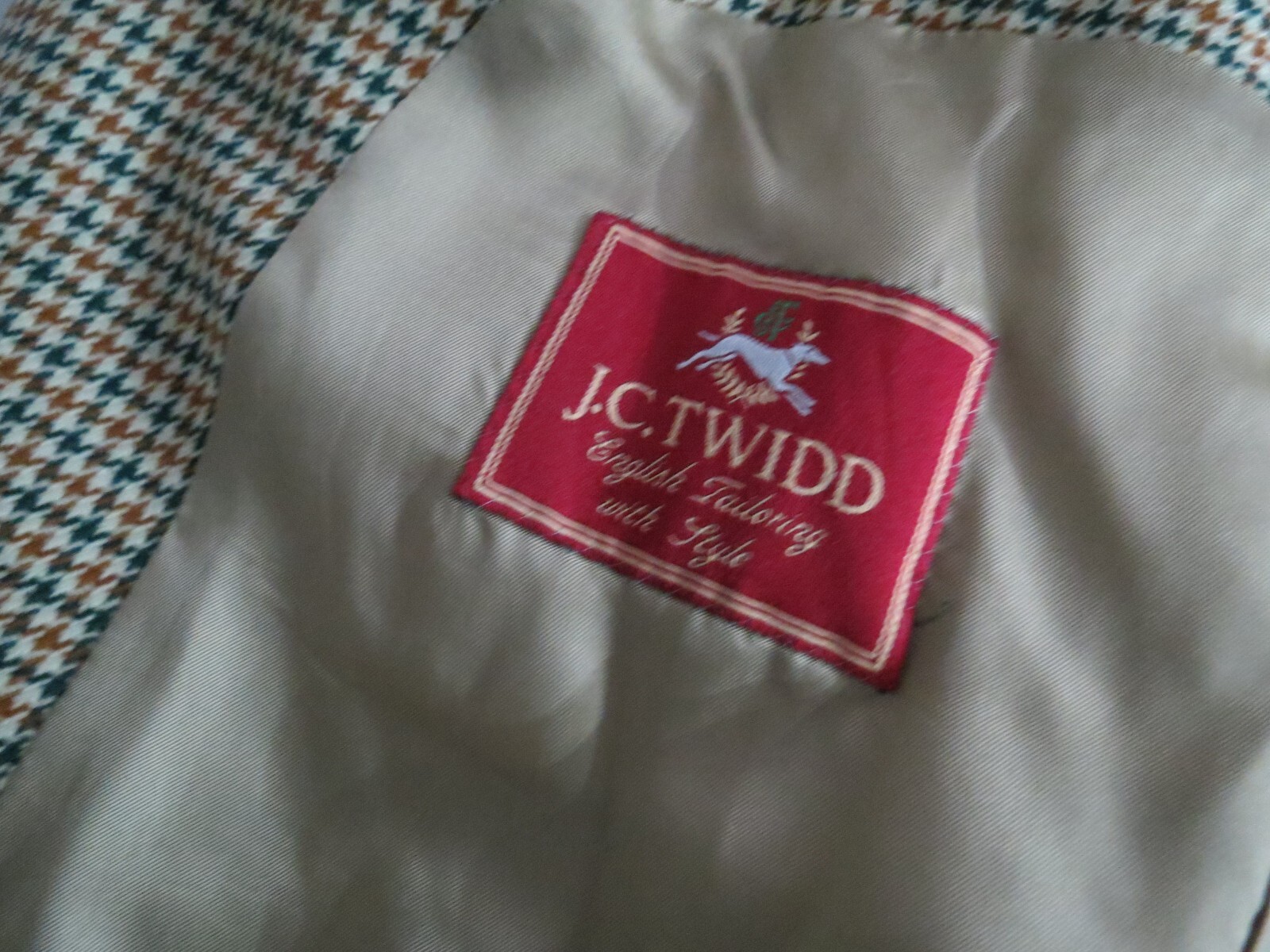 J.C Twidd English Tailoring hounds tooth tweed Corduroy elbow sport coat 42 R