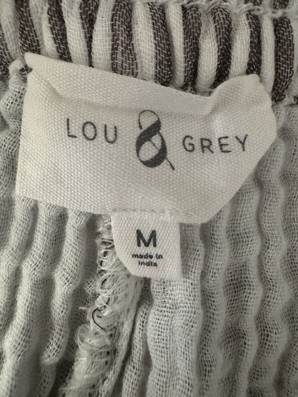 Lou & Grey Med Striped Triple Cloth Shirt & Wide Leg Pant 100% Cotton Lounge Set