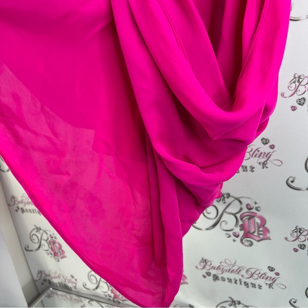 Adam Lippes silk strapless top or mini dress Vibrant Pink Asymmetrical draping