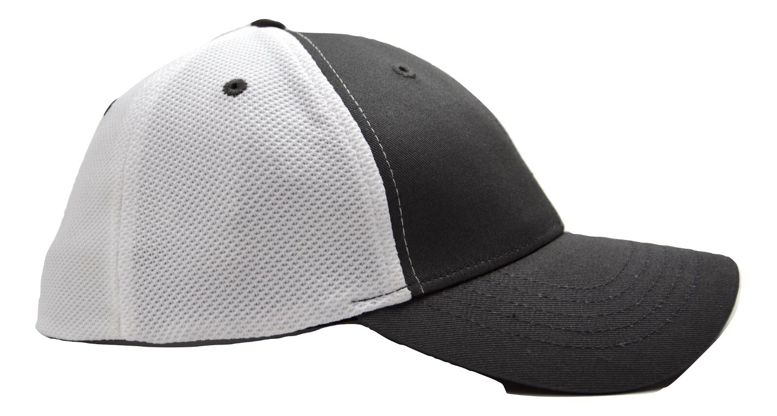 Mission Hockey Gray & White Mesh Back Flex Fit One Size Fits Most Hockey Cap Hat