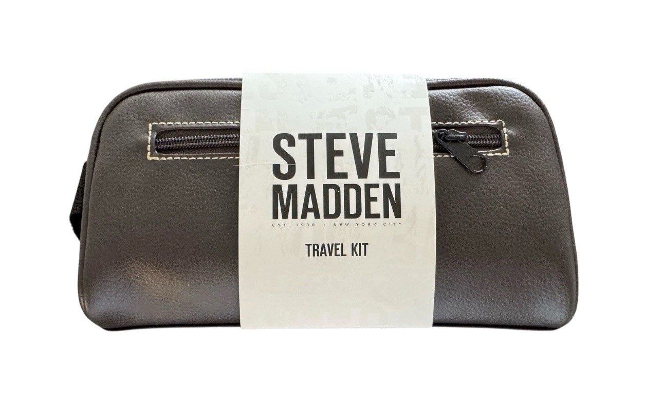 Steve Madden Travel Toiletry Bag Vegan Leather Brown Color