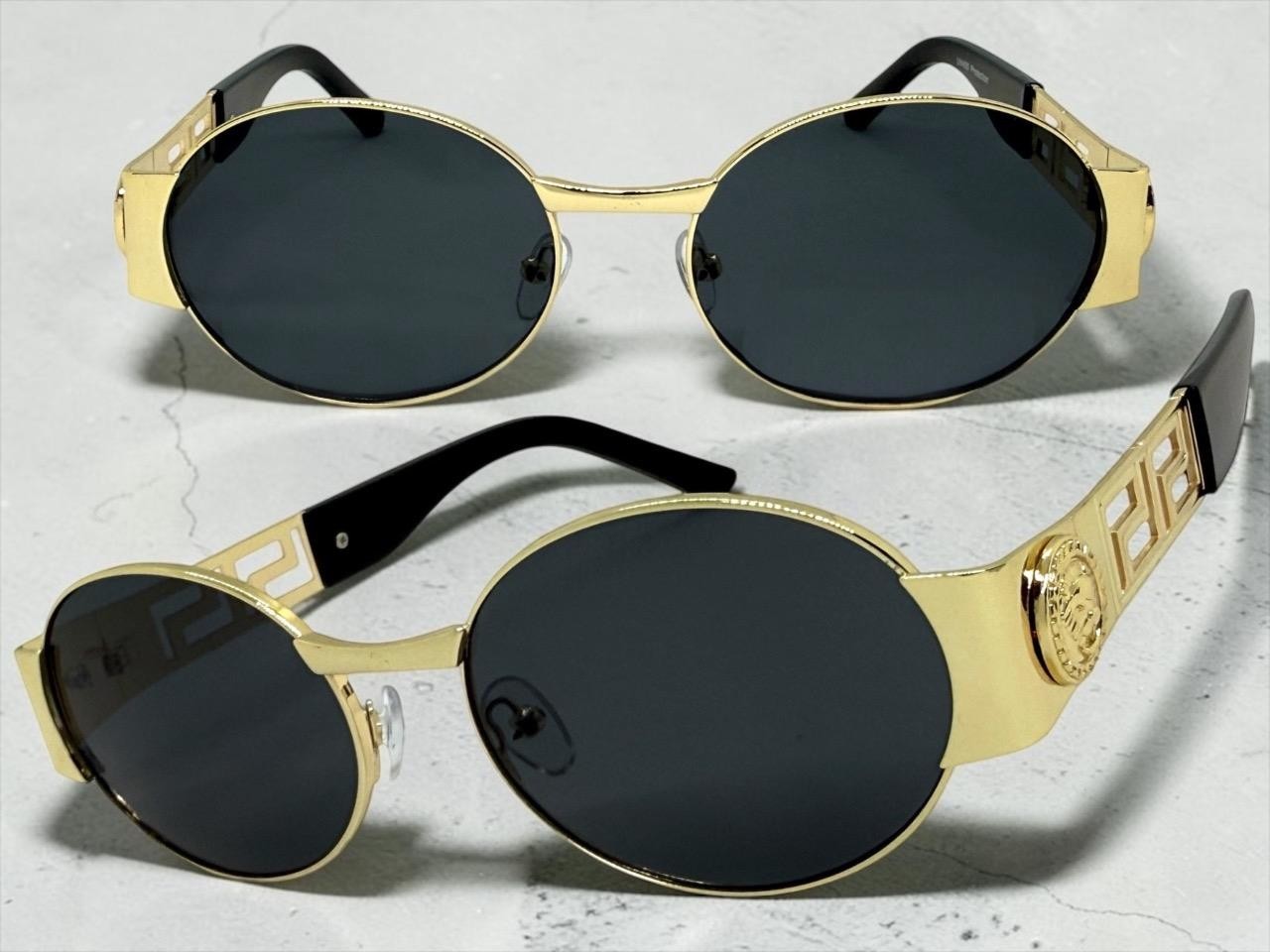 Classic Retro Hardcore Hip Hop Rapper Pimp SUNGLASSES Oval Gold Frame Dark Lens