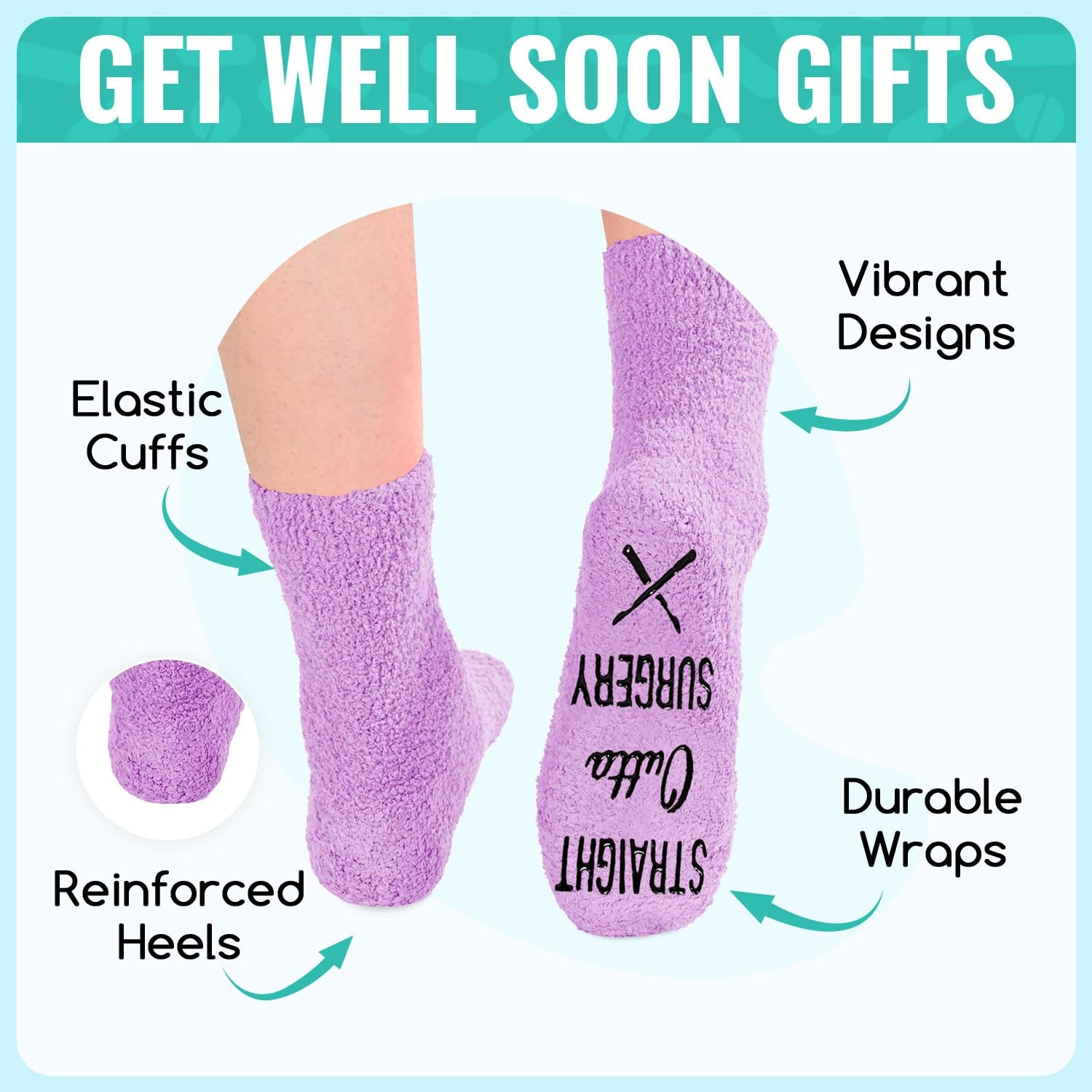 HAPPYPOP Surgery Recovery Socks – Medium, Straight Outta Purple
