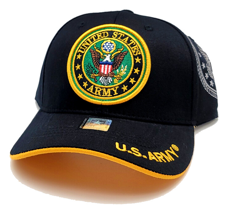 JM Warriors New Licensed U.S. Army Crest Military Black Gold Era Hat Cap