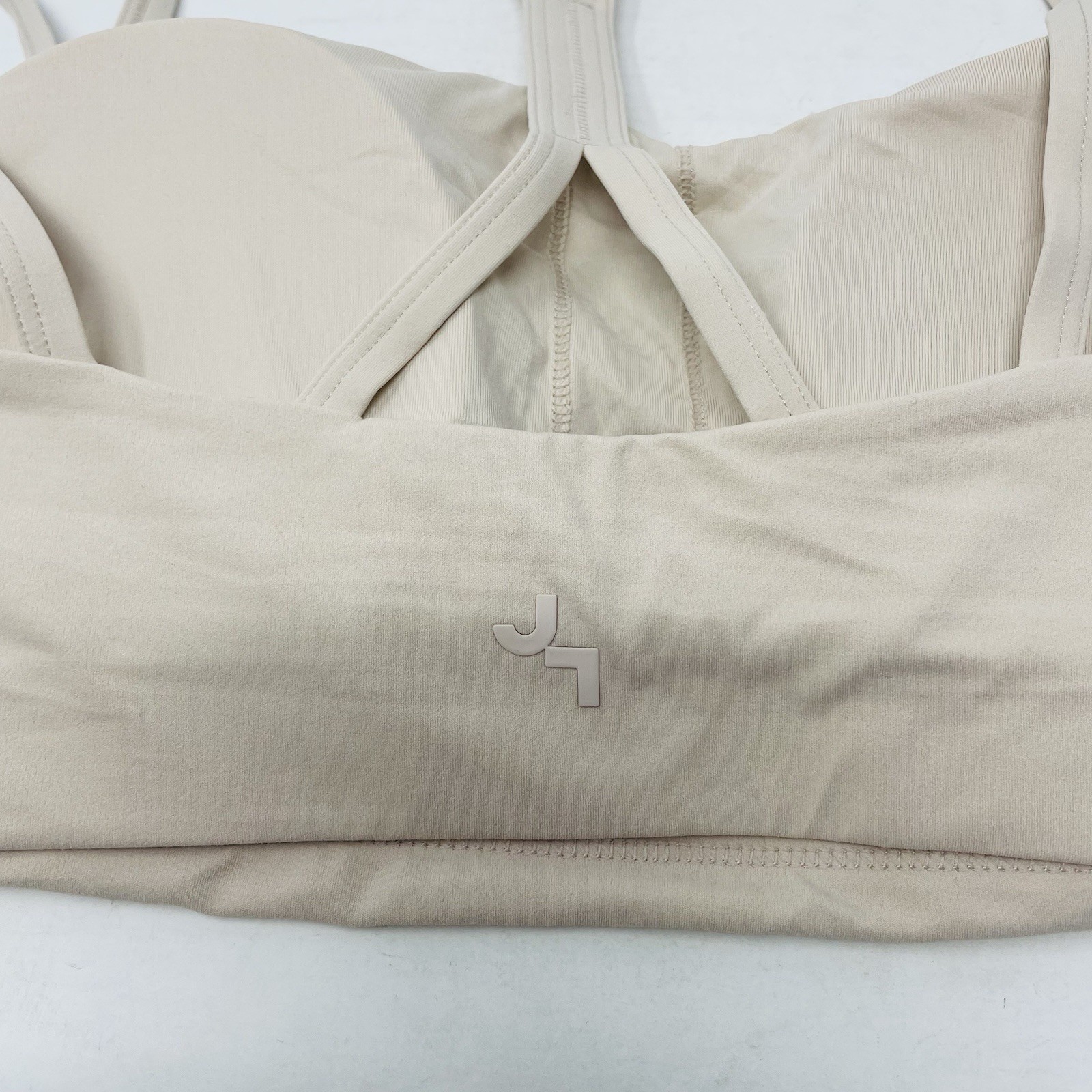 JoyLab Womens Size Medium Square Neck Strappy Athletic Sports Bra in Cream 1201