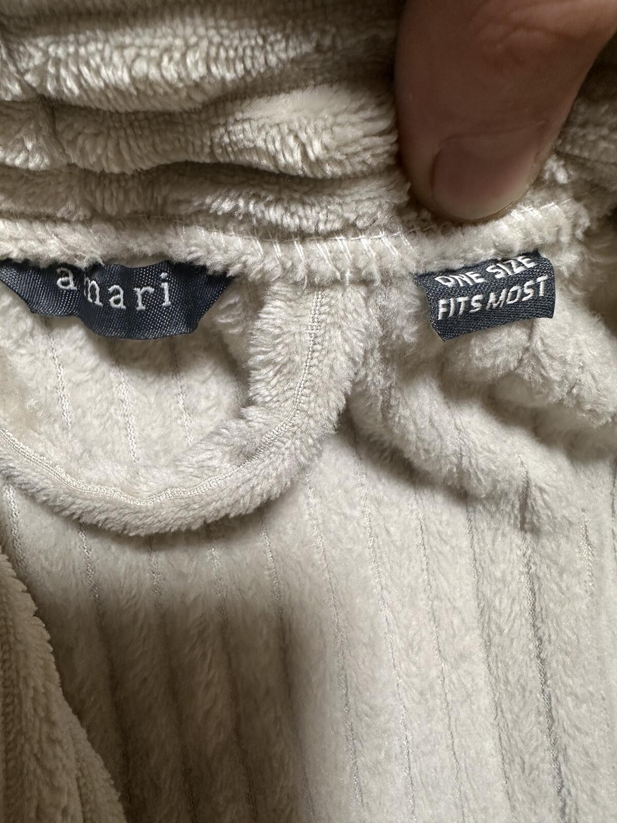 Anari Cream Ribbed Long Coat One Size Fits Most