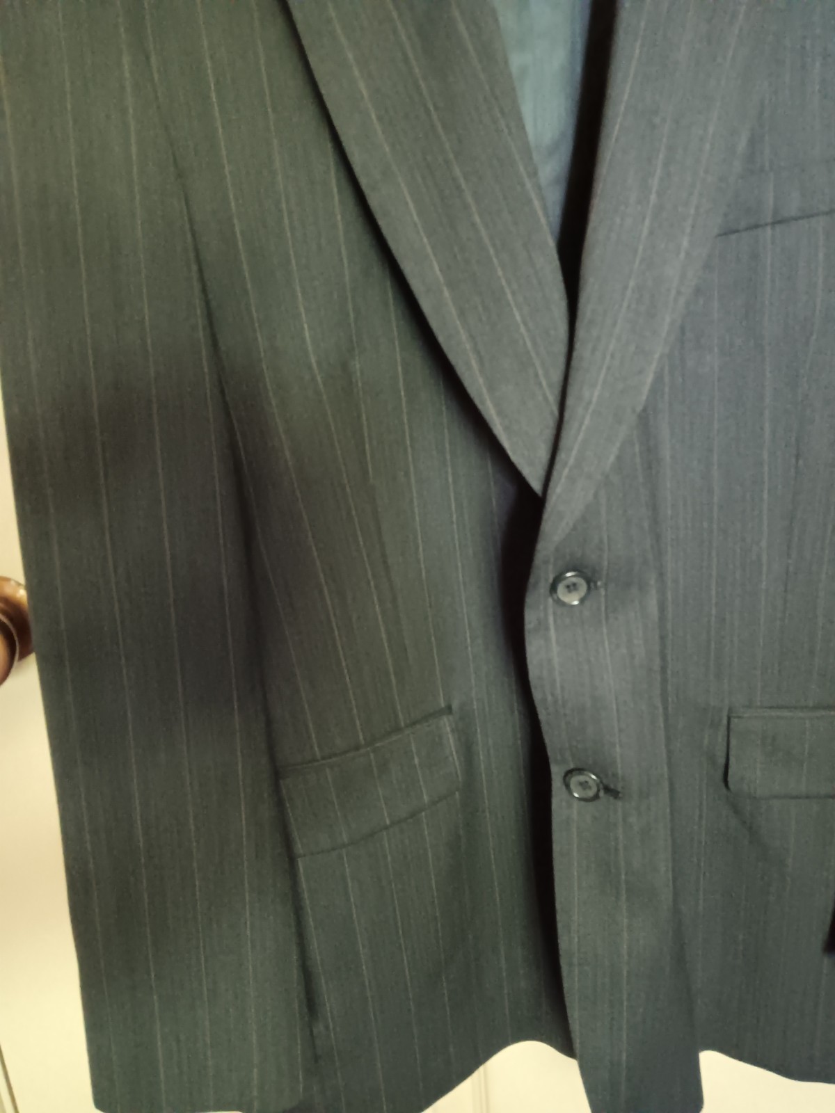 Stafford Gray Pinstripe Wool Herringbone Blazer 2-Button Notch 48R