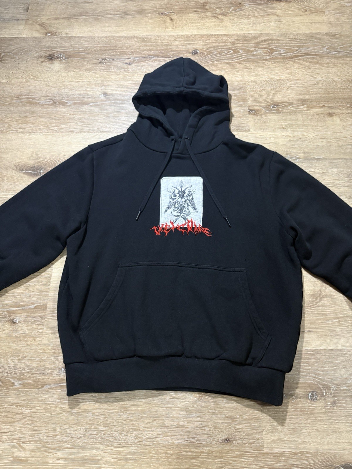 Welcome Skateboards Hoodie Mens Small Black Baphomet Occult Graphic Skate Pullov