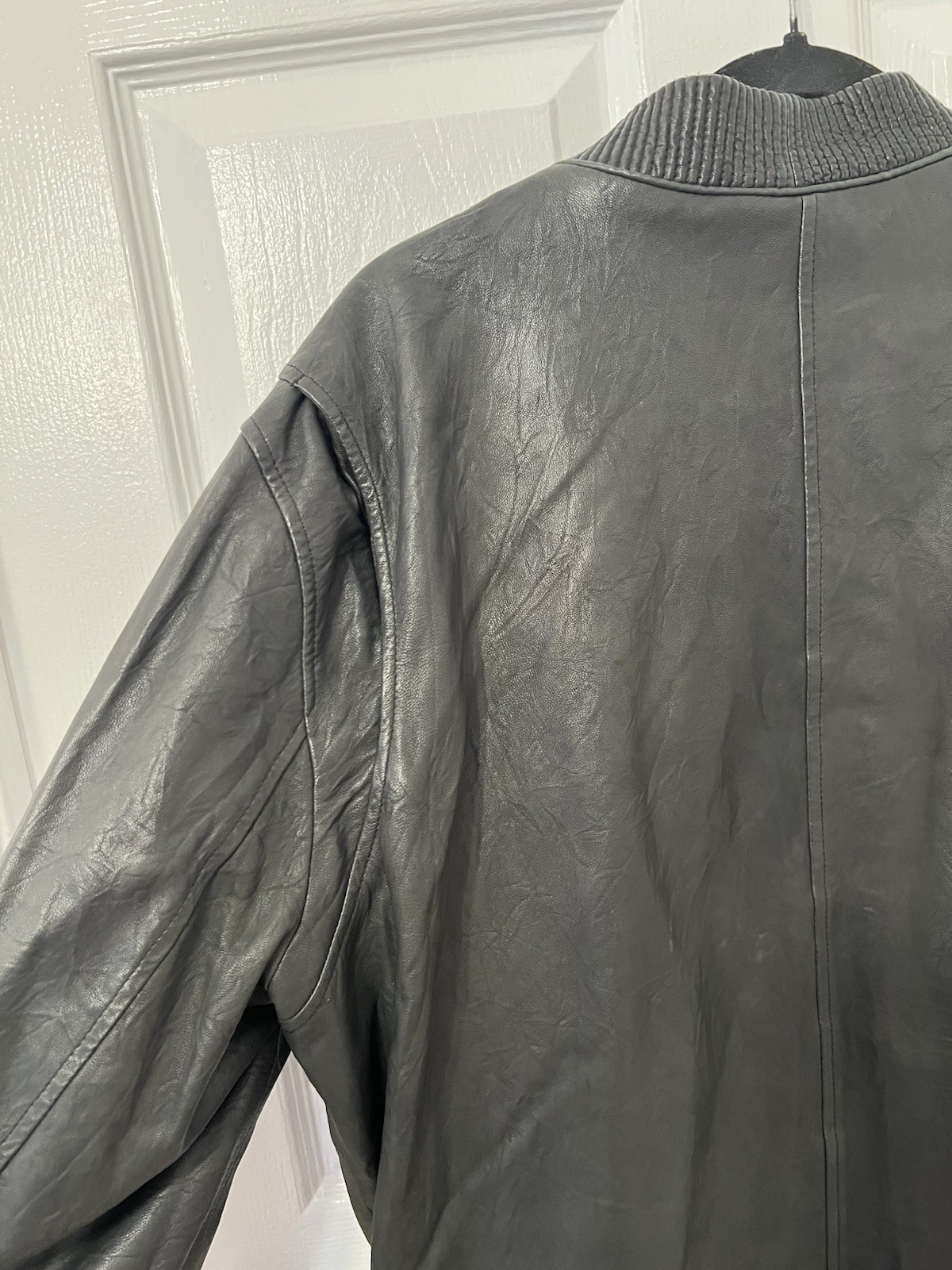 Vince Men’s 100% Lambskin Leather Bomber Jacket Black Full Zip Pockets XL