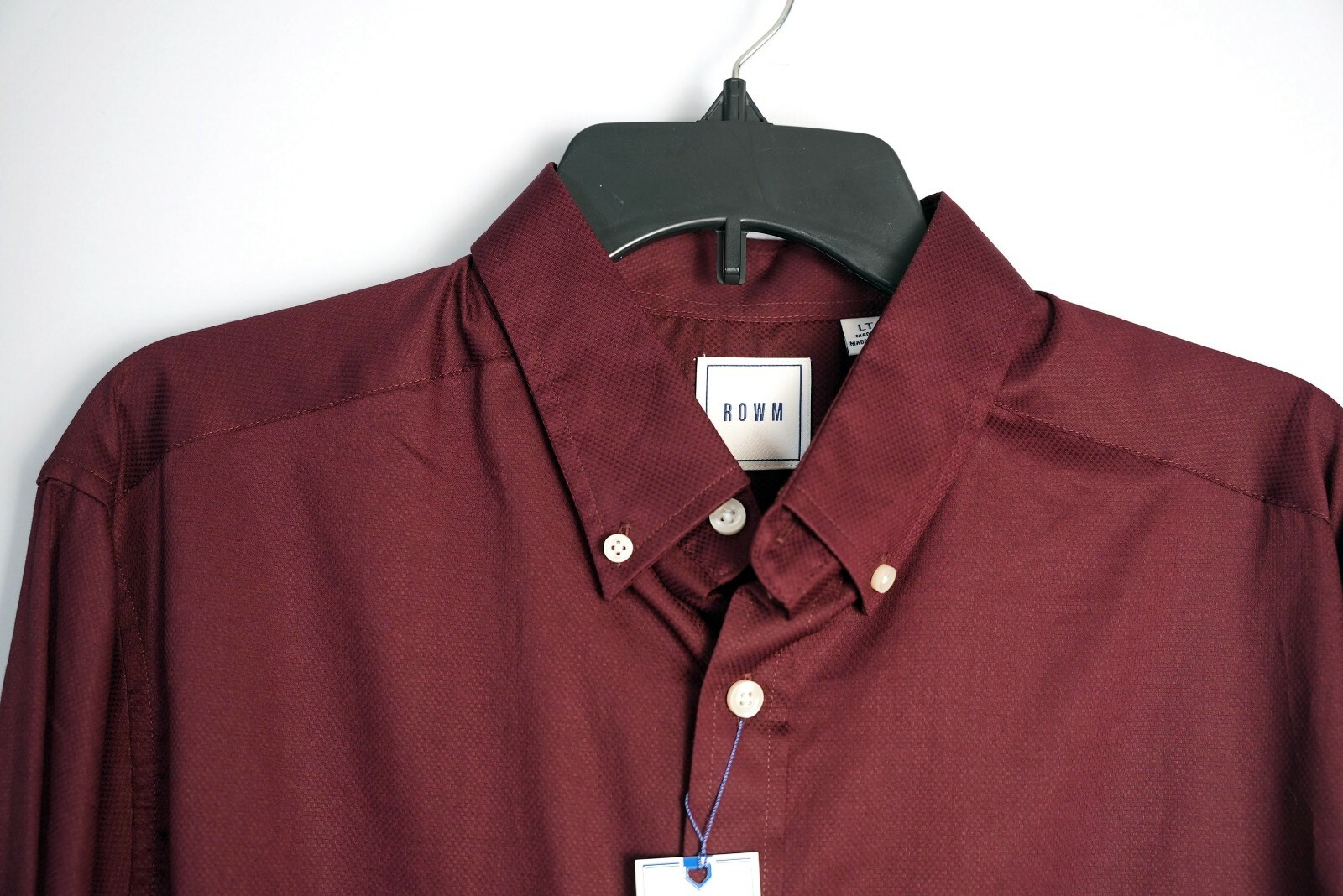Dillard’s Rowm Men’s Long-Sleeve Shirt LT Tall Merlot Red Solid 100% Cotton NWT