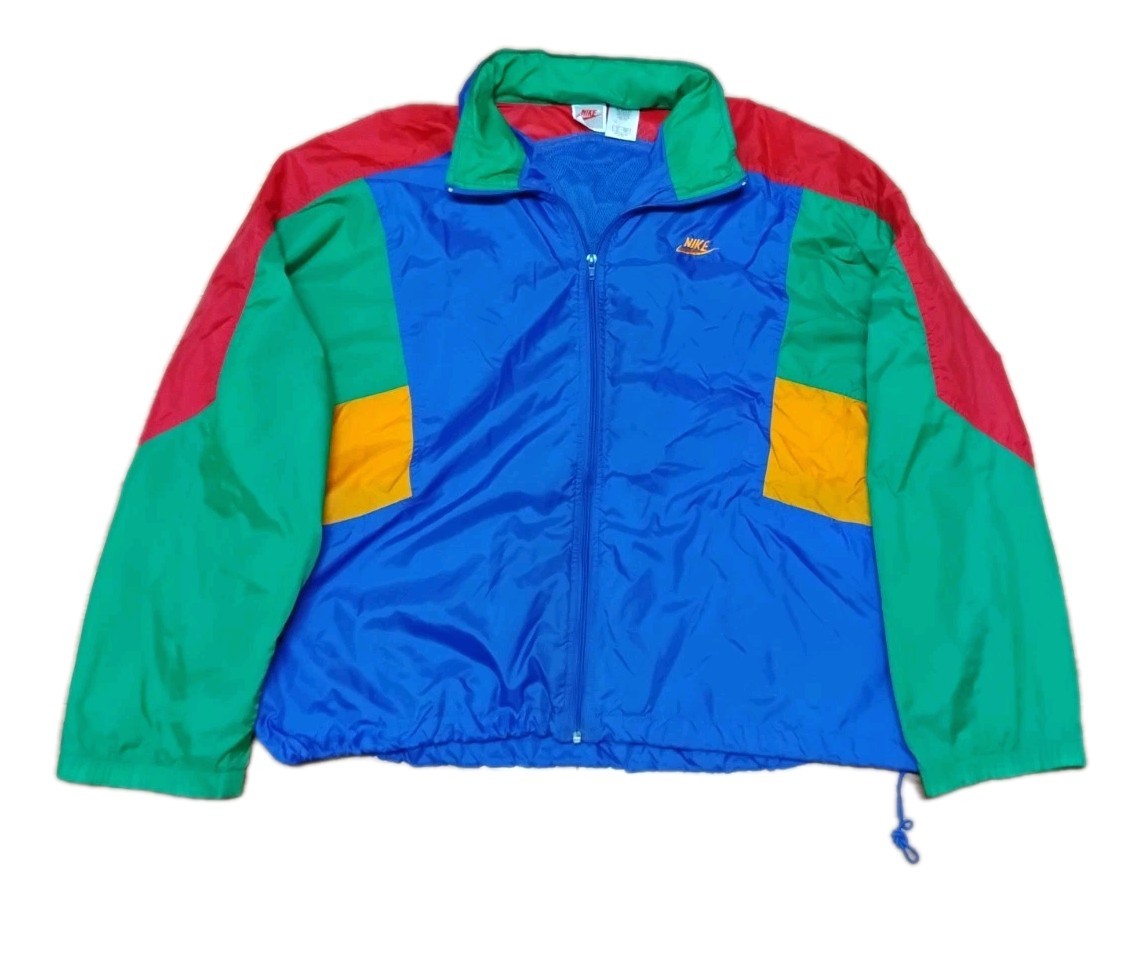 Vintage 80’s 90’s Nike Windbreaker Jacket, Color Block Full Zip XXL