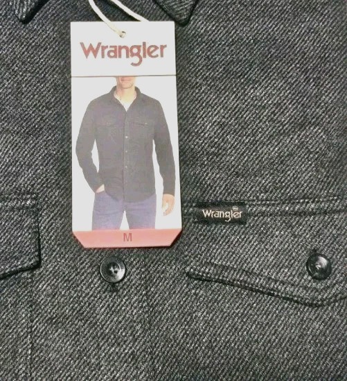 Wrangler Flannel Knit Men’s Shirt Button Down Size: Large 2-Way Stretch,Gray NWT