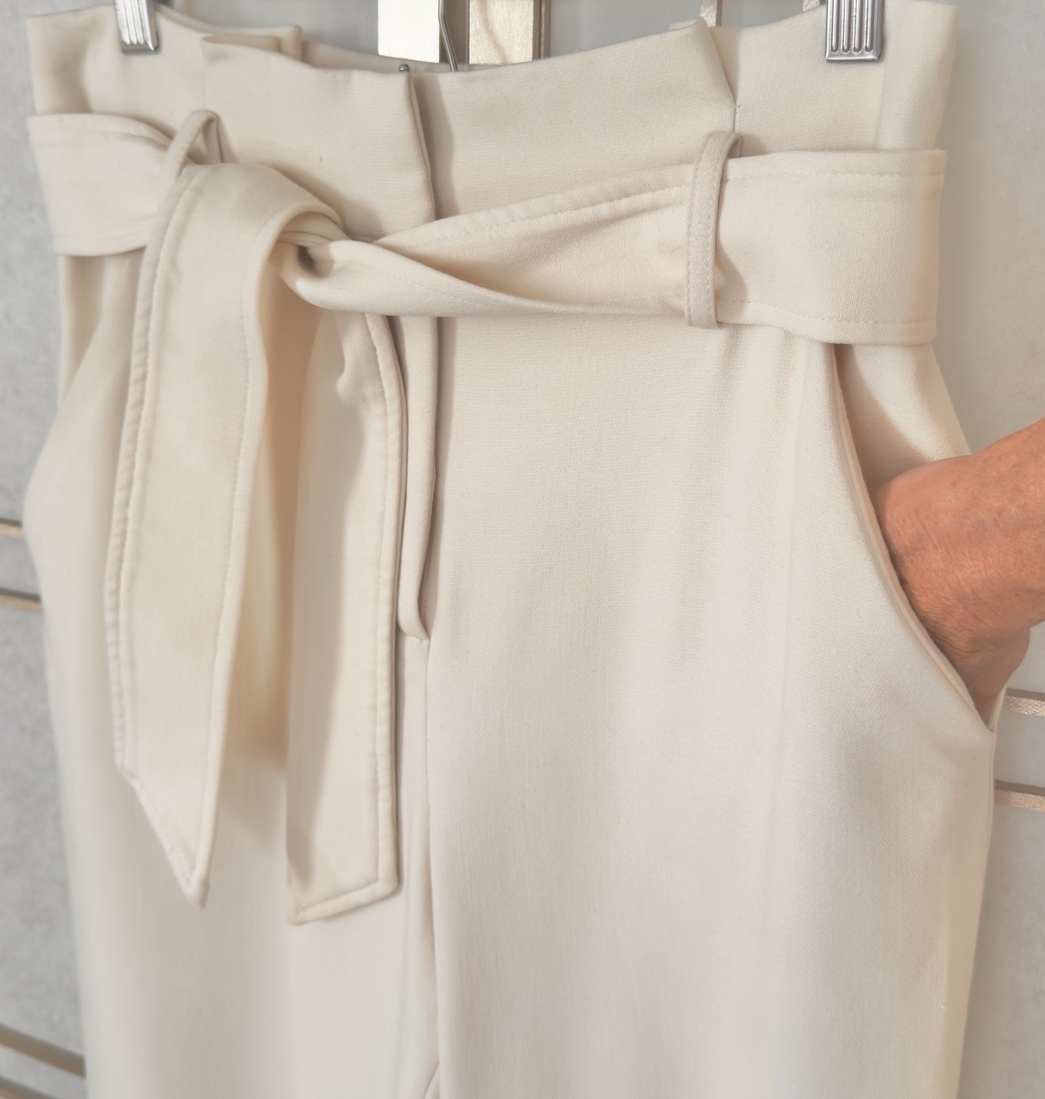 Veronica Beard Ecru Setti Paper Bag Cropped Pant 4