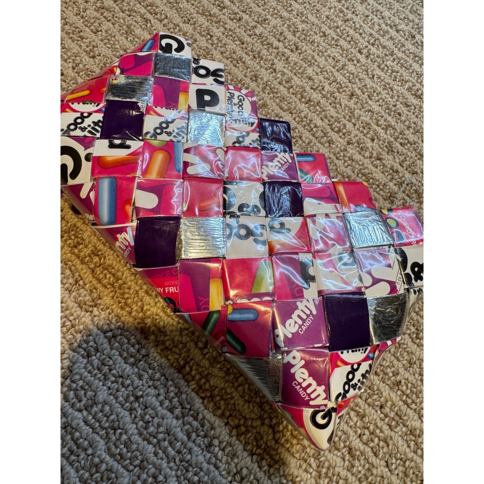 Nahui Ollin Good & Plenty Candy Wrapper Woven Wristlet Clutch Bag Pink Purple