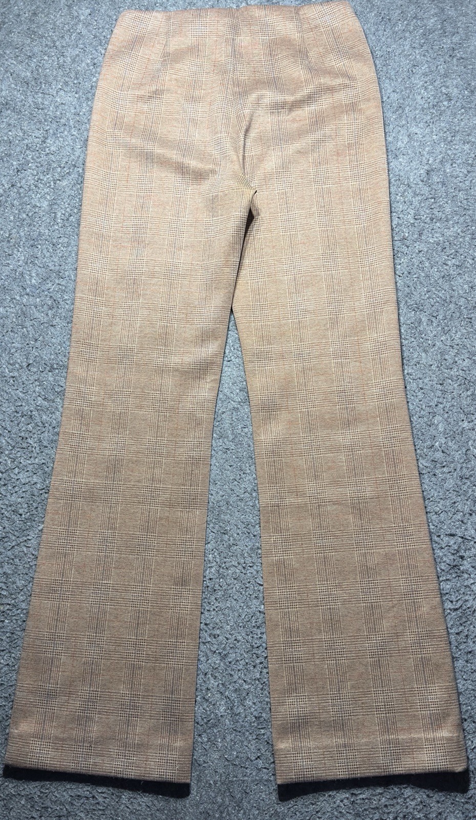 Lysse Plaid Casual Elastic Waist Stretch Pull On Straight Leg Women Sz M