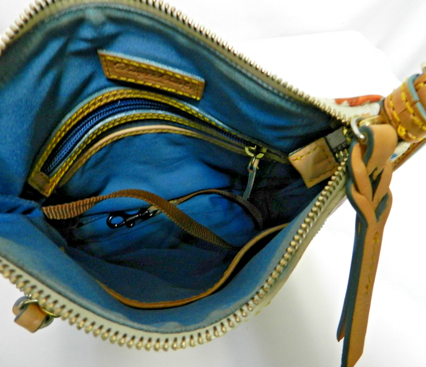 Dooney & Bourke Canvas w/ Leather Cupcake Crossbody bag purse zip top front pkt