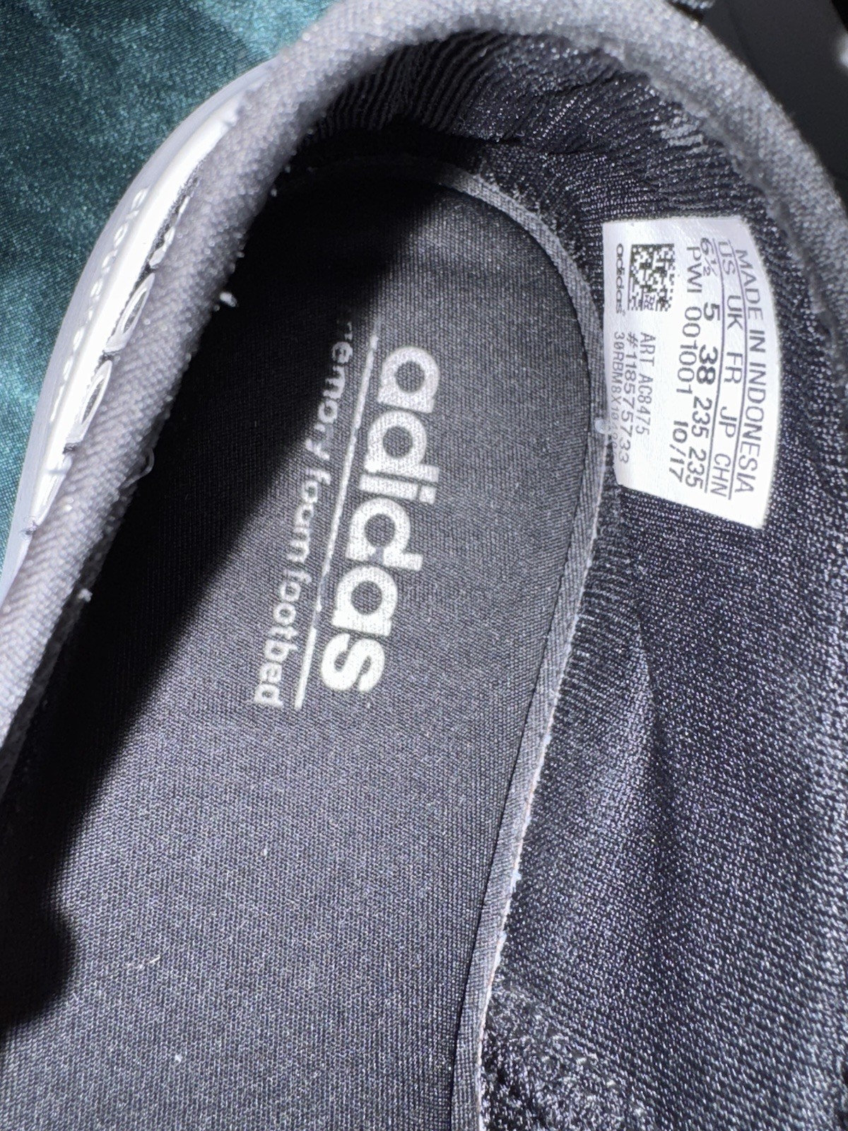 adidas Cloudfoam Slip-On Lite Racer Athletic Sneakers Black/White, Women’s 6.5