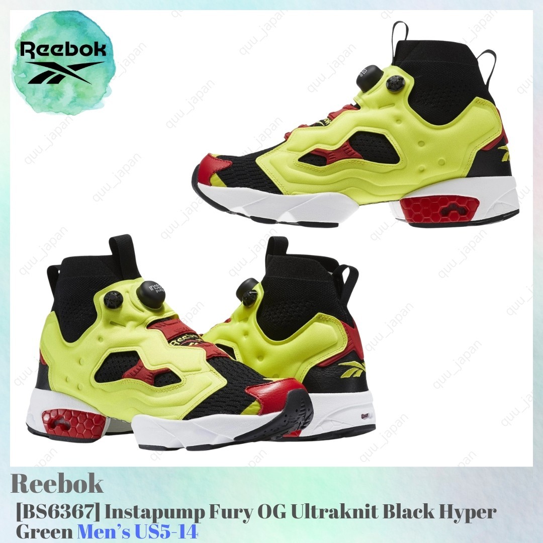 Reebok Instapump Fury OG Ultraknit Black Hyper Green BS6367 Men’s US5-14 NEW