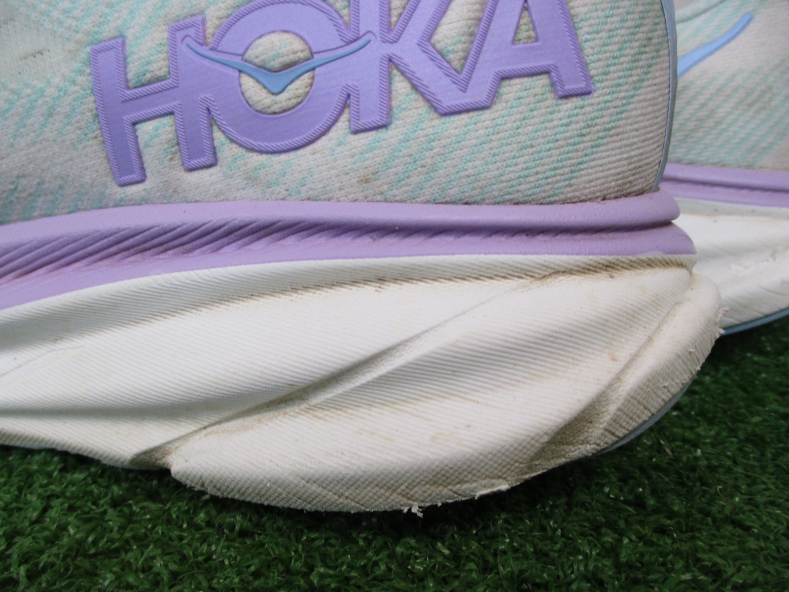 Hoka Clifton 9 Shoes Womens 9.5 Green Purple White Track Road Running Cushion *