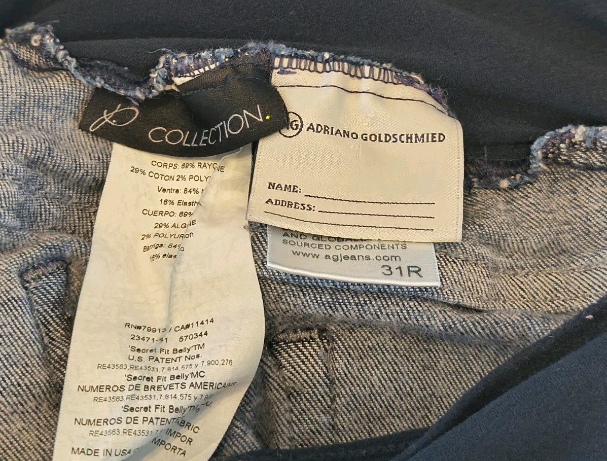 AG Adriano Goldschmied Maternity Collection Skinny Jeans Dark Blue Size 31R