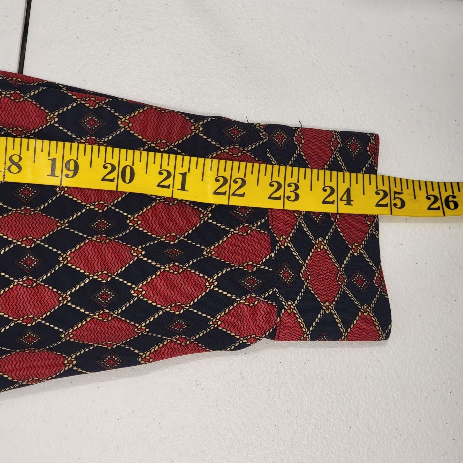 Vtg Secretary Blouse Womens 1X Chain Print Buttons Padded Retro Office Mature