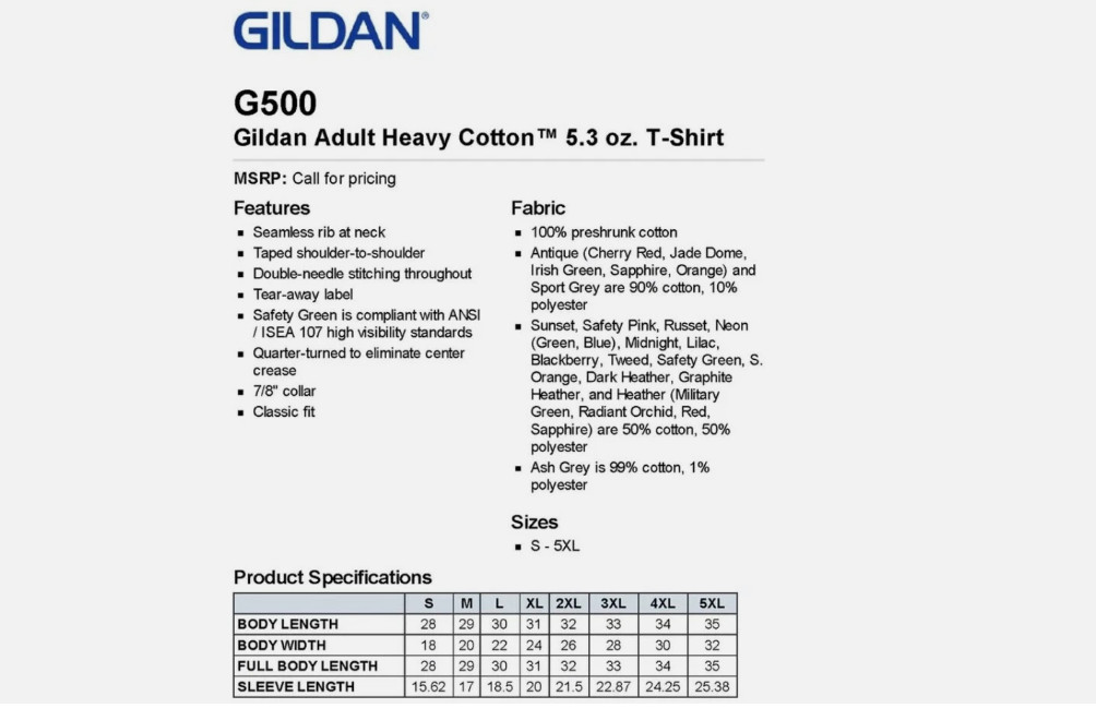 Gildan Men G5000 Premium Short Sleeve Heavy Cotton Plain Blank Casual T-Shirt